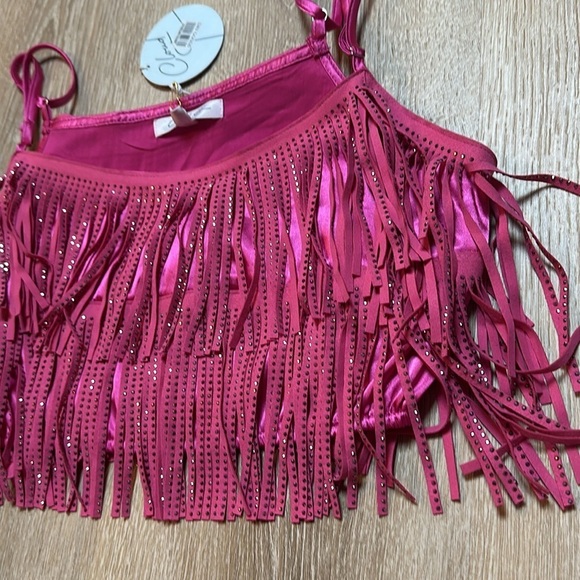 CLOUD TEN, pink fringe top, BNWT small - Picture 5 of 9